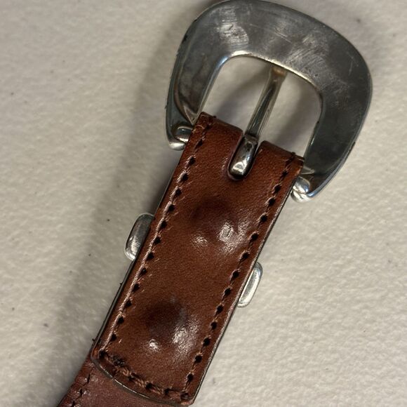 Brighton Santos  Multi Color Canvas Brown Laced Leather Belt  Silver Buckle  32 - Picture 9 of 14